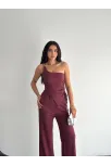 Asimetrik Crop Pantalon İkili Takım - Gül Kurusu Asimetrik Crop Pantalon İkili Takım - Gül Kurusu
