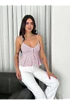 Askılı Dekolte Deraylı Crop - Kırmızı