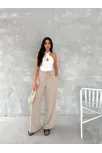 Ayrobin Oversize Kadın Pantalon - Bej