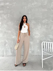 Ayrobin Oversize Kadın Pantalon - Bej
