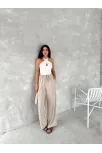 Ayrobin Oversize Kadın Pantalon - Bej