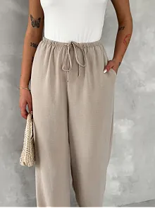 Ayrobin Oversize Kadın Pantalon - Bej