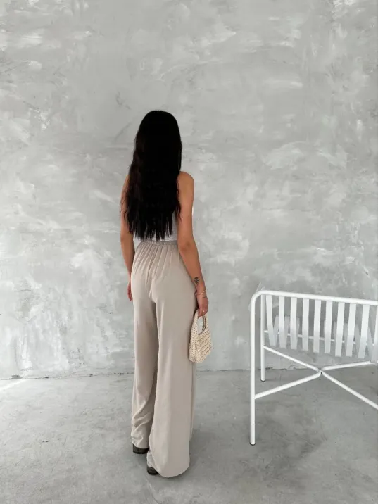 Ayrobin Oversize Kadın Pantalon - Bej Ayrobin Oversize Kadın Pantalon - Bej