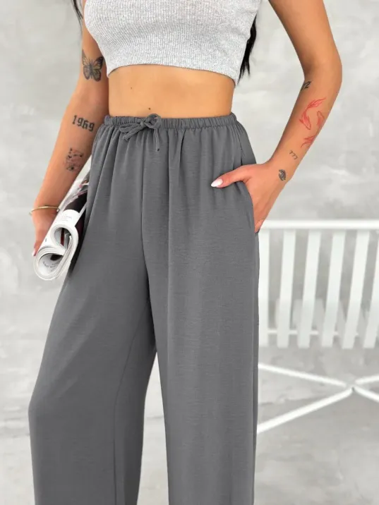 Ayrobin Oversize Kadın Pantalon - Füme Ayrobin Oversize Kadın Pantalon - Füme