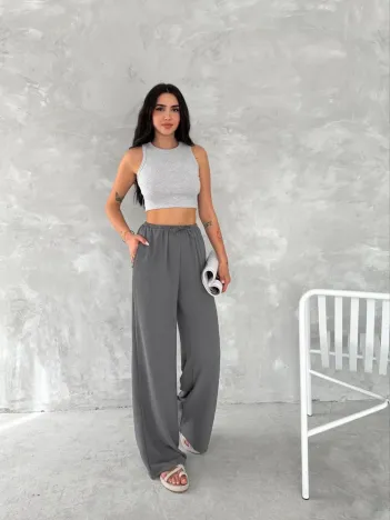 Ayrobin Oversize Kadın Pantalon - Füme Ayrobin Oversize Kadın Pantalon - Füme