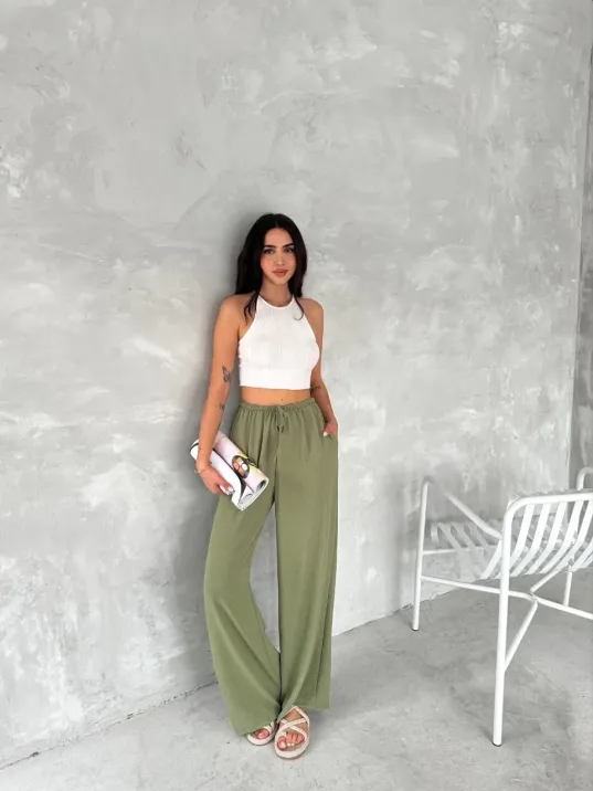 Ayrobin Oversize Kadın Pantalon - Mint Yeşili Ayrobin Oversize Kadın Pantalon - Mint Yeşili