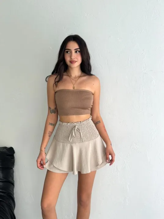 Ayrobin Şortlu Etek - Bej Ayrobin Şortlu Etek - Bej