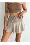 Ayrobin Şortlu Etek - Bej