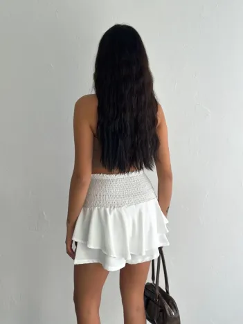 Ayrobin Şortlu Etek - Beyaz Ayrobin Şortlu Etek - Beyaz
