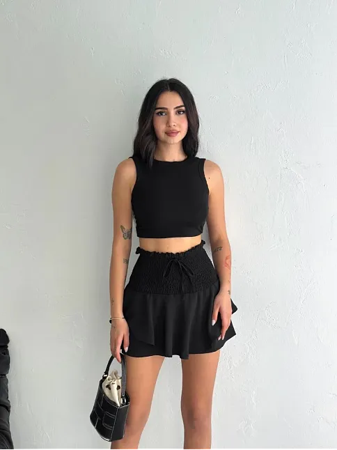 Ayrobin Şortlu Etek - Siyah