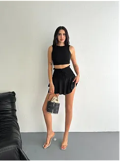 Ayrobin Şortlu Etek - Siyah