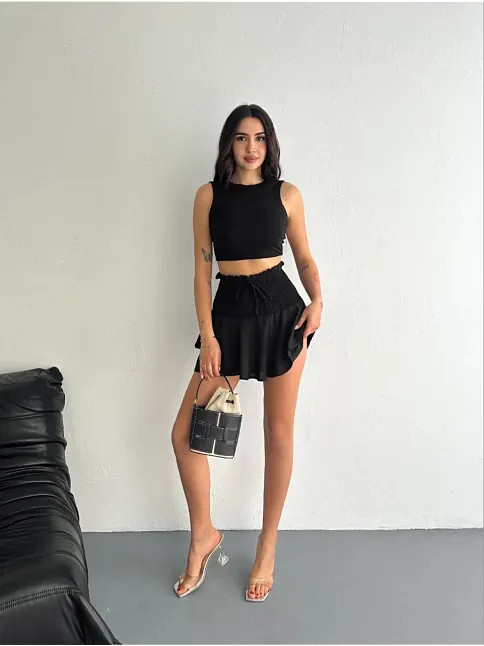 Ayrobin Şortlu Etek - Siyah