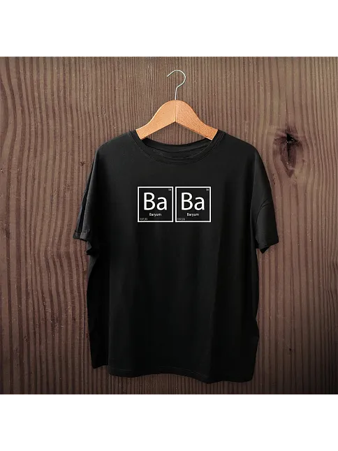 Babalar Günü Baskılı T-shirt - Siyah