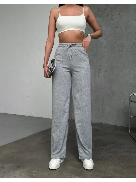 Basic İki İplik Eşofman Pantolon - Gri