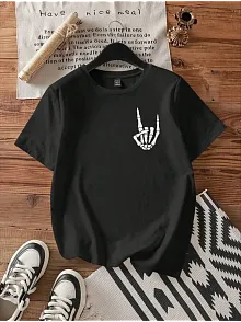 Baskılı Kadın T-shirt - Siyah