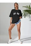 Baskılı Kadın T-shirt - Siyah