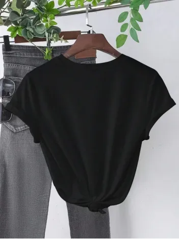 Baskılı Kadın T-shirt - Siyah Baskılı Kadın T-shirt - Siyah