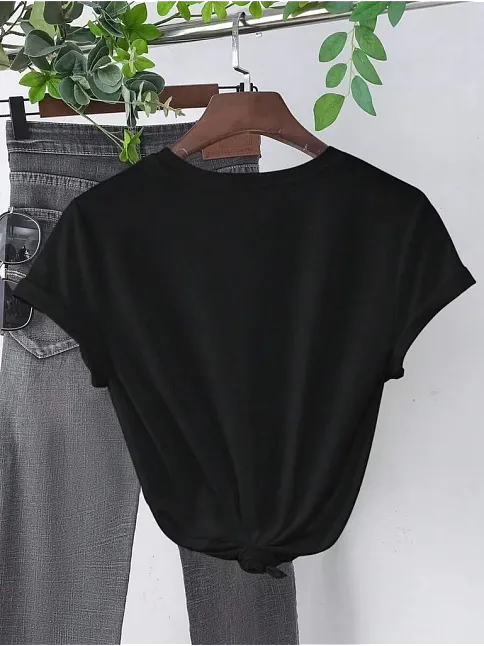 Baskılı Kadın T-shirt - Siyah