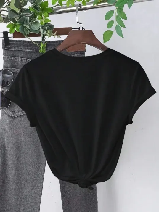 Baskılı Kadın T-shirt - Siyah