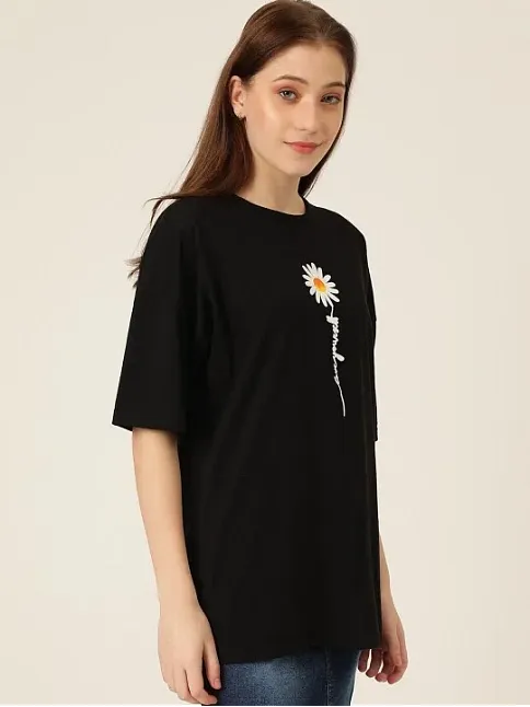 Baskılı Kadın T-shirt - Siyah