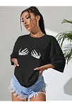 Baskılı Kadın T-shirt - Siyah