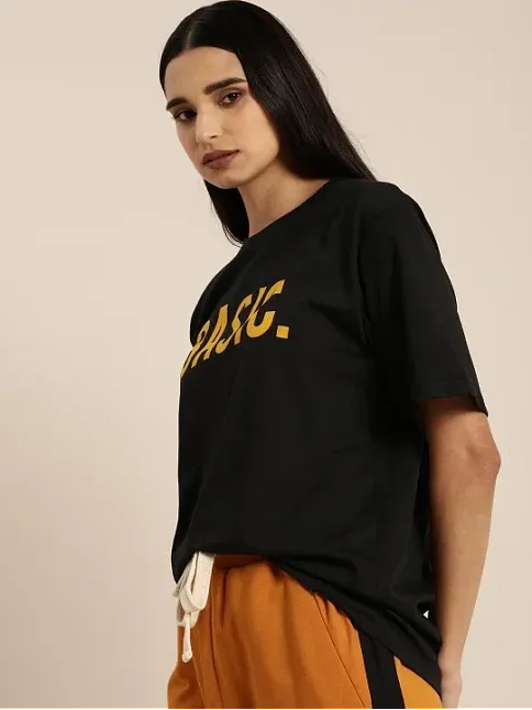 Baskılı Kadın T-shirt - Siyah