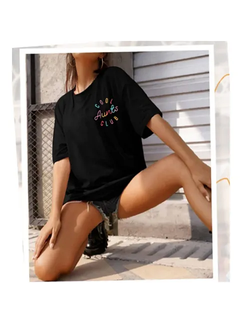 Baskılı Kadın T-shirt - Siyah
