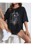 Baskılı Kadın T-shirt - Siyah