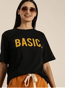 Baskılı Kadın T-shirt - Siyah