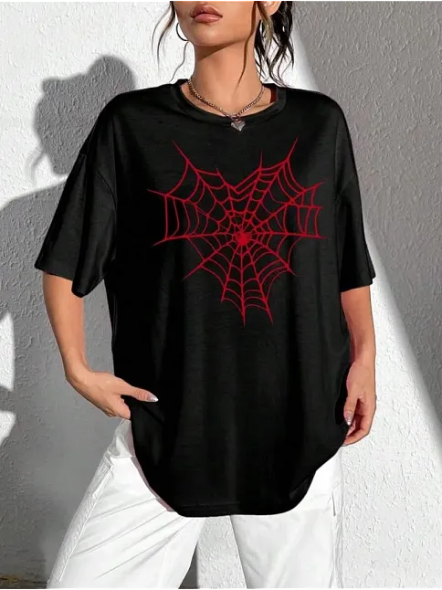 Baskılı Kadın T-shirt - Siyah