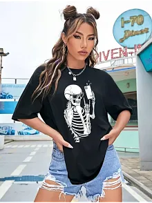 Baskılı Kadın T-shirt - Siyah