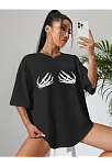 Baskılı Kadın T-shirt - Siyah