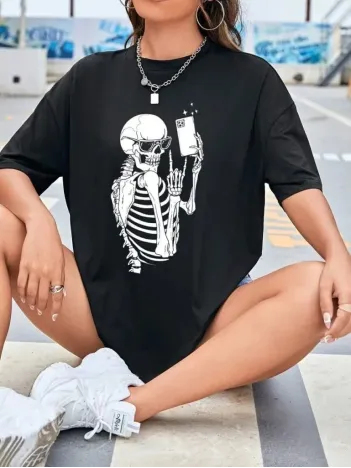 Baskılı Kadın T-shirt - Siyah Baskılı Kadın T-shirt - Siyah