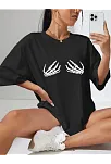 Baskılı Kadın T-shirt - Siyah