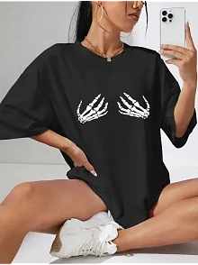 Baskılı Kadın T-shirt - Siyah