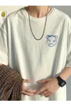20/1 Penye Compack Bisiklet Yaka Kore Tarzı Sevimli Ayı Baskı Kısa Kol Erkek T-shirt - Beyaz 20/1 Penye Compack Bisiklet Yaka Kore Tarzı Sevimli Ayı Baskı Kısa Kol Erkek T-shirt - Beyaz