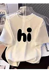 20/1 Penye Compack Baskılı Oversize Bisiklet Yaka Kısa Kol Yazlık T-shirt - Beyaz