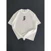 Baskılı Oversize Bisiklet Yaka T-shirt - Beyaz Baskılı Oversize Bisiklet Yaka T-shirt - Beyaz