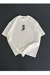 Baskılı Oversize Bisiklet Yaka T-shirt - Beyaz