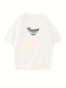 Thousand Ön Arka Baskılı Oversize Bisiklet Yaka T-shirt - Beyaz