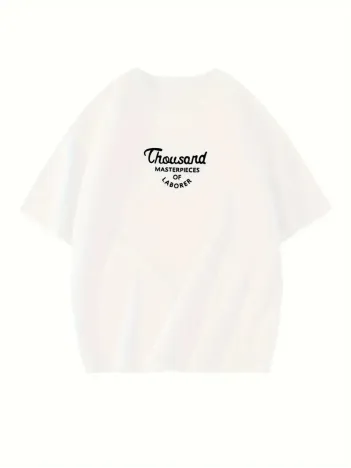 Thousand Ön Arka Baskılı Oversize Bisiklet Yaka T-shirt - Beyaz