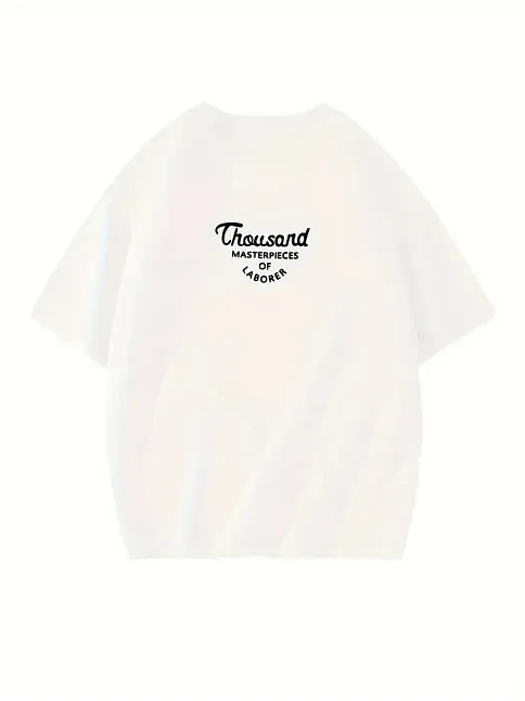 Thousand Ön Arka Baskılı Oversize Bisiklet Yaka T-shirt - Beyaz