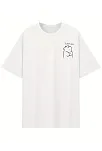 Kadın Ayı Baskılı "Umrumda Değil" Bol Kesim Günlük T-Shirt Beyaz