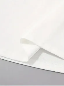 20/1 Penye Compack Palmiye Baskılı Oversize Bisiklet Yaka Kısa Kol T-shirt - Beyaz
