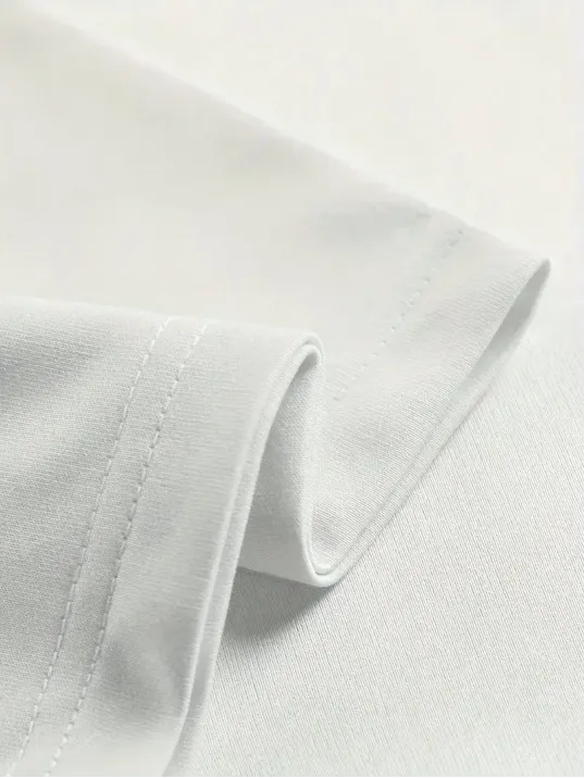 20/1 Penye Compack Ön Arka Ejder Baskılı Oversize Bisiklet Yaka T-shirt - Beyaz