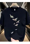 20/1 Penye Compack Özgür Kuşlar Baskılı Baskılı Oversize Bisiklet Yaka T-shirt - Beyaz