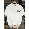 20/1 Penye Compack Start All Over Baskılı Oversize Bisiklet Yaka Kısa Kol Yazlık T-shirt - Beyaz