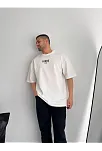 Baskılı Oversize Bisiklet Yaka T-shirt - Beyaz