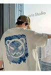 20/1 Penye Compack Bisiklet Yaka Kore Tarzı Sevimli Ayı Baskı Kısa Kol Erkek T-shirt - Beyaz