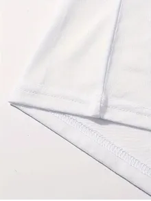 20/1 Penye Compack Baskılı Oversize Kahve Desenli Kadın Kısa Kol T-shirt - Beyaz